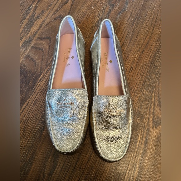 Kate Spade Gold Metallic Loafers Wendi Size 6.5 - Picture 2 of 6